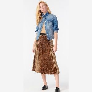 J Crew Pleated Leopard Skirt